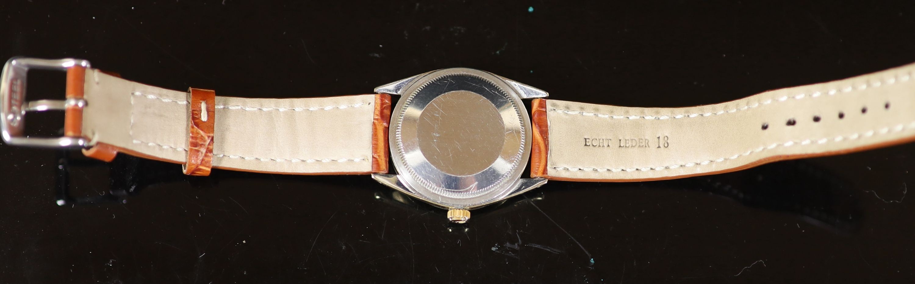 A gentleman's early 1960's steel and gold plated Rolex Oyster Perpetual wrist watch